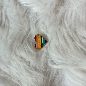 Rainbow Striped Heart Enamel Pin